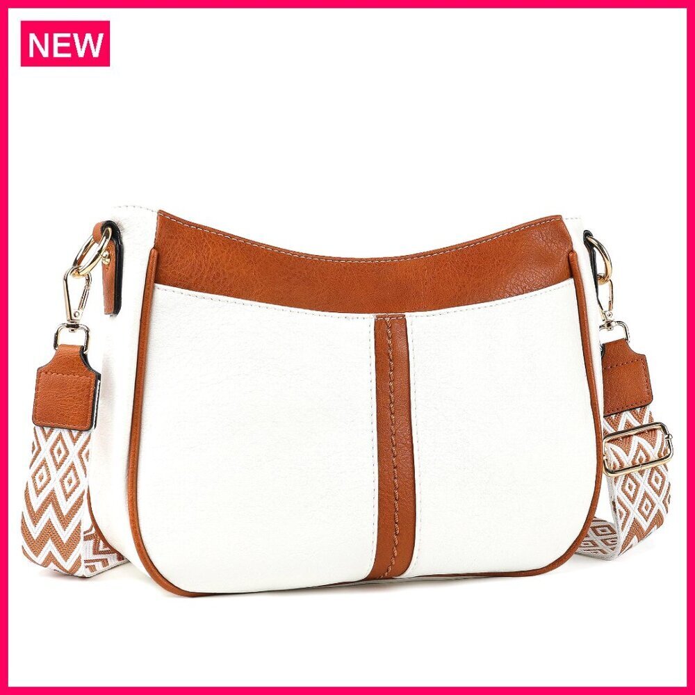 Vegan Leather Crossbody Bag with Adjustable Strap, Multiple Pockets